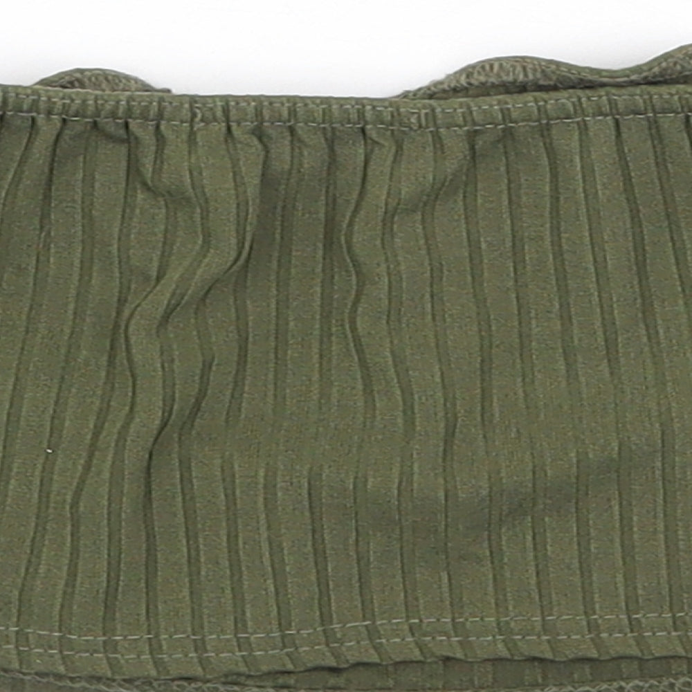 PRETTYLITTLETHING Womens Green Polyester Cropped Tank Size 16 Off the Shoulder