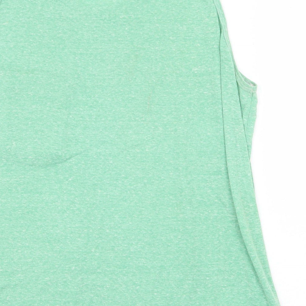 Bambele Womens Green Geometric 100% Cotton Basic Tank Size L Round Neck