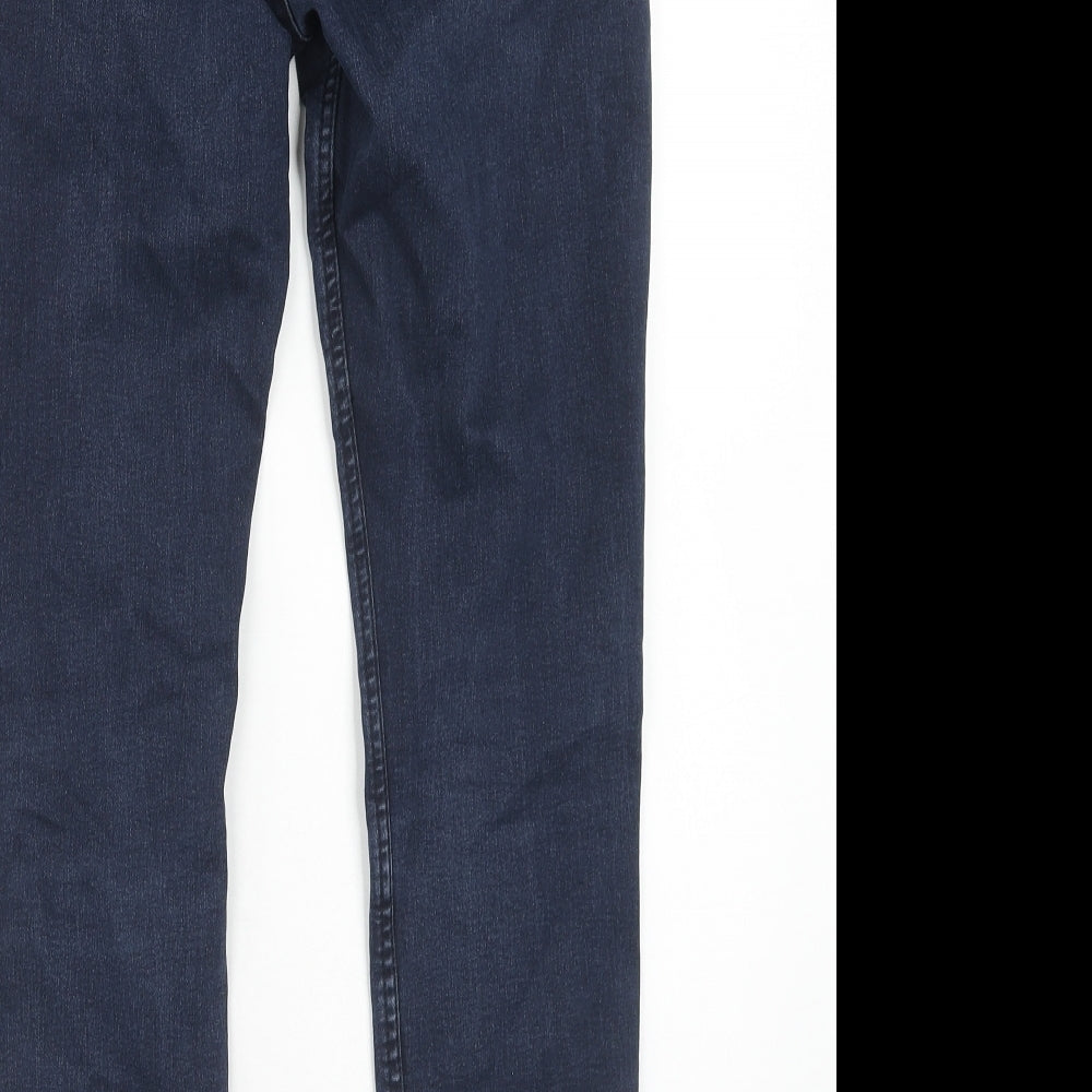 Marks & Spencer Womens Blue Cotton Skinny Jeans Size 10 Regular Zip
