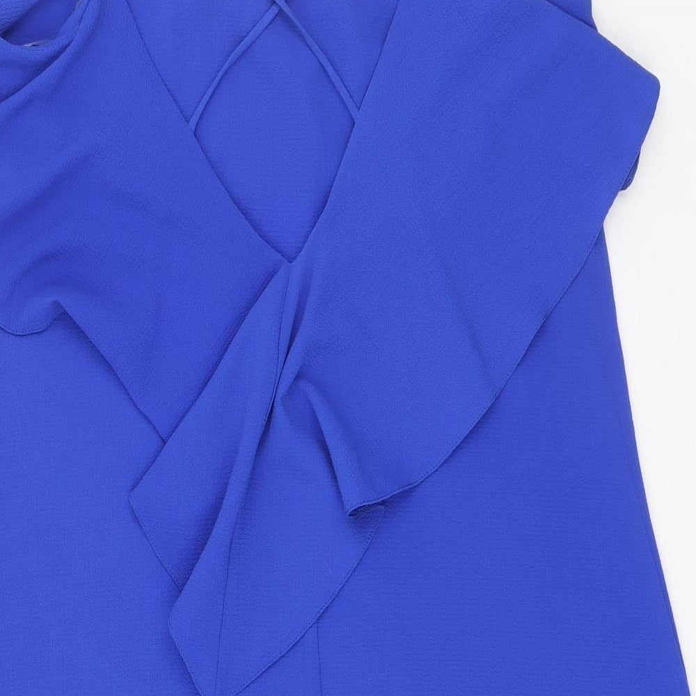 Atmosphere Womens Blue Polyester A-Line Size 8 Round Neck Pullover