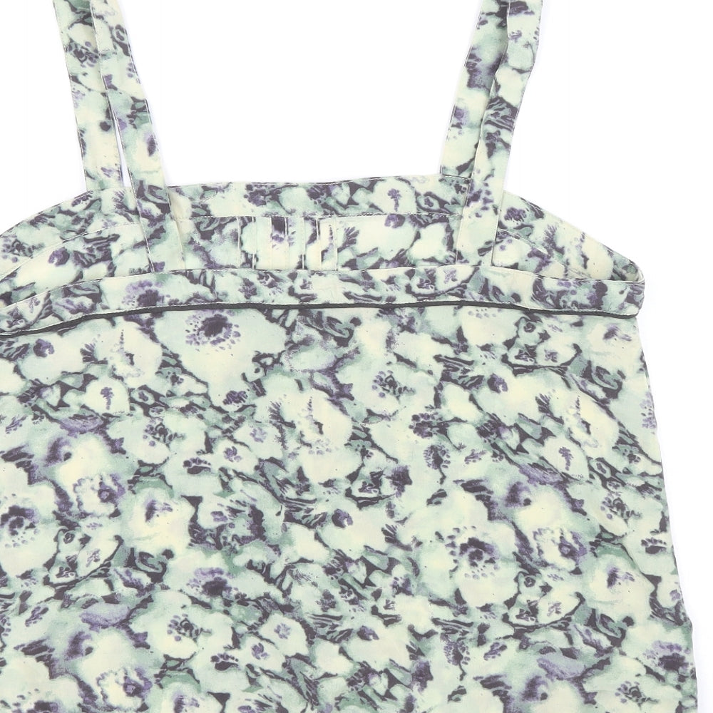 Topshop Womens Multicoloured Geometric Polyester Basic Tank Size 12 Square Neck