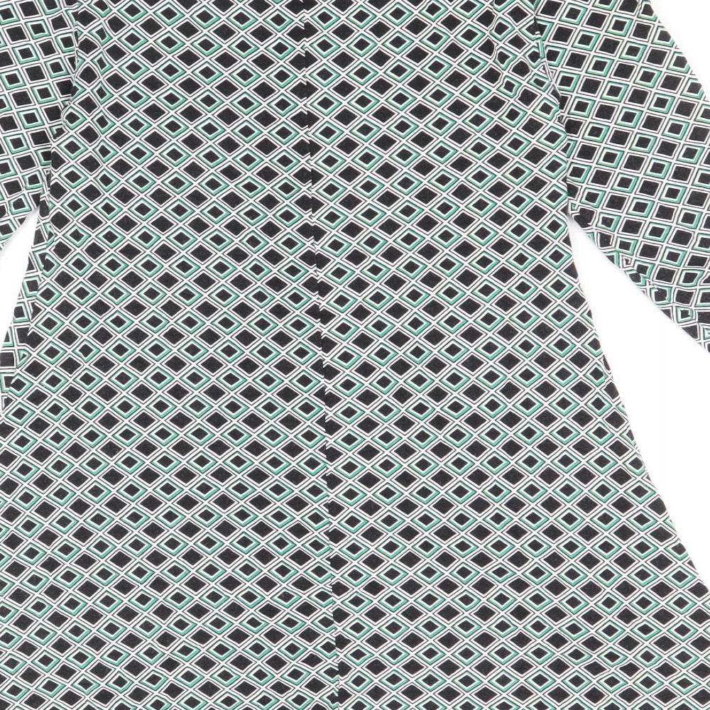 Marks & Spencer Womens Multicoloured Geometric Viscose A-Line Size 8 Round Neck Pullover