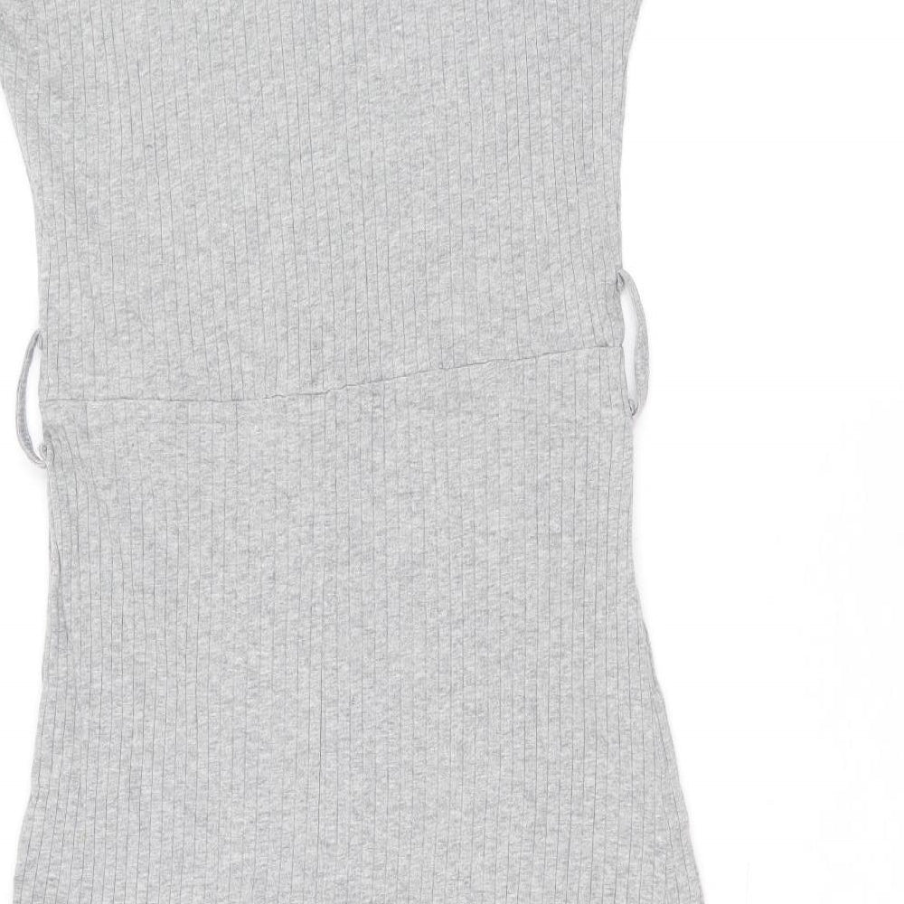 Preworn Womens Grey Polyester A-Line Size M Scoop Neck Pullover - Ribbed