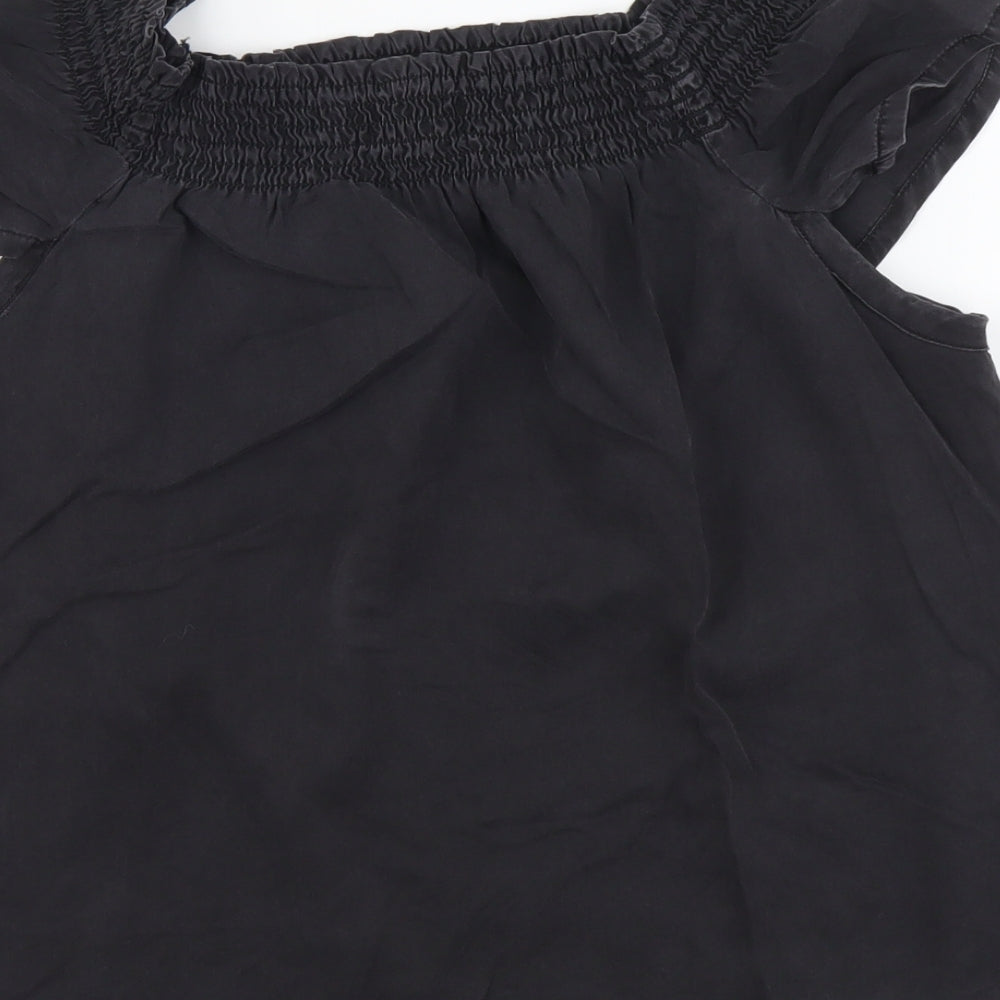 NEXT Womens Black Viscose Basic Blouse Size 12 Square Neck