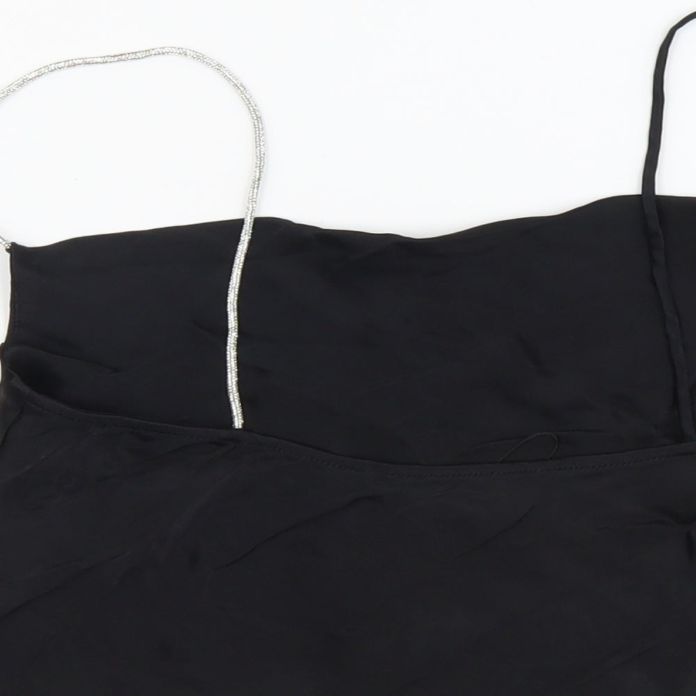 Zara Womens Black Polyester Cropped Tank Size S Square Neck