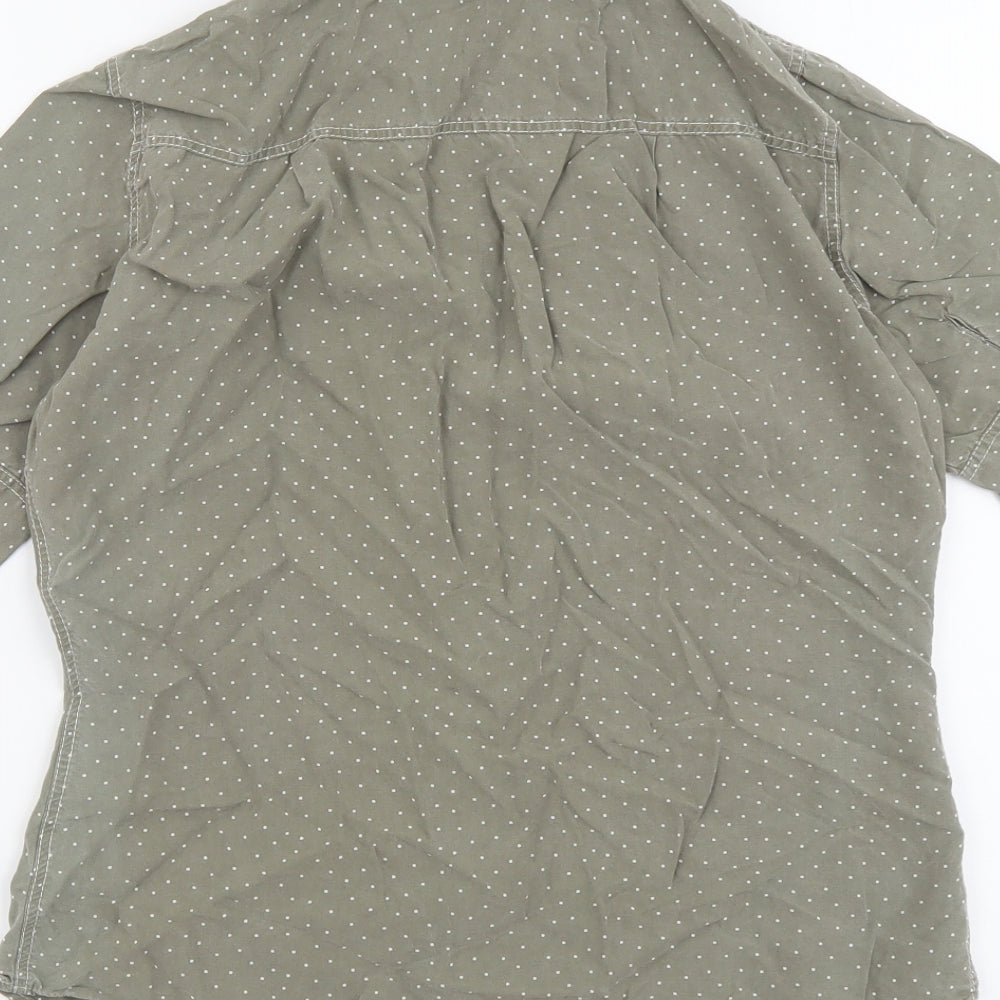 Marks & Spencer Womens Grey Geometric Lyocell Basic Button-Up Size 10 Collared
