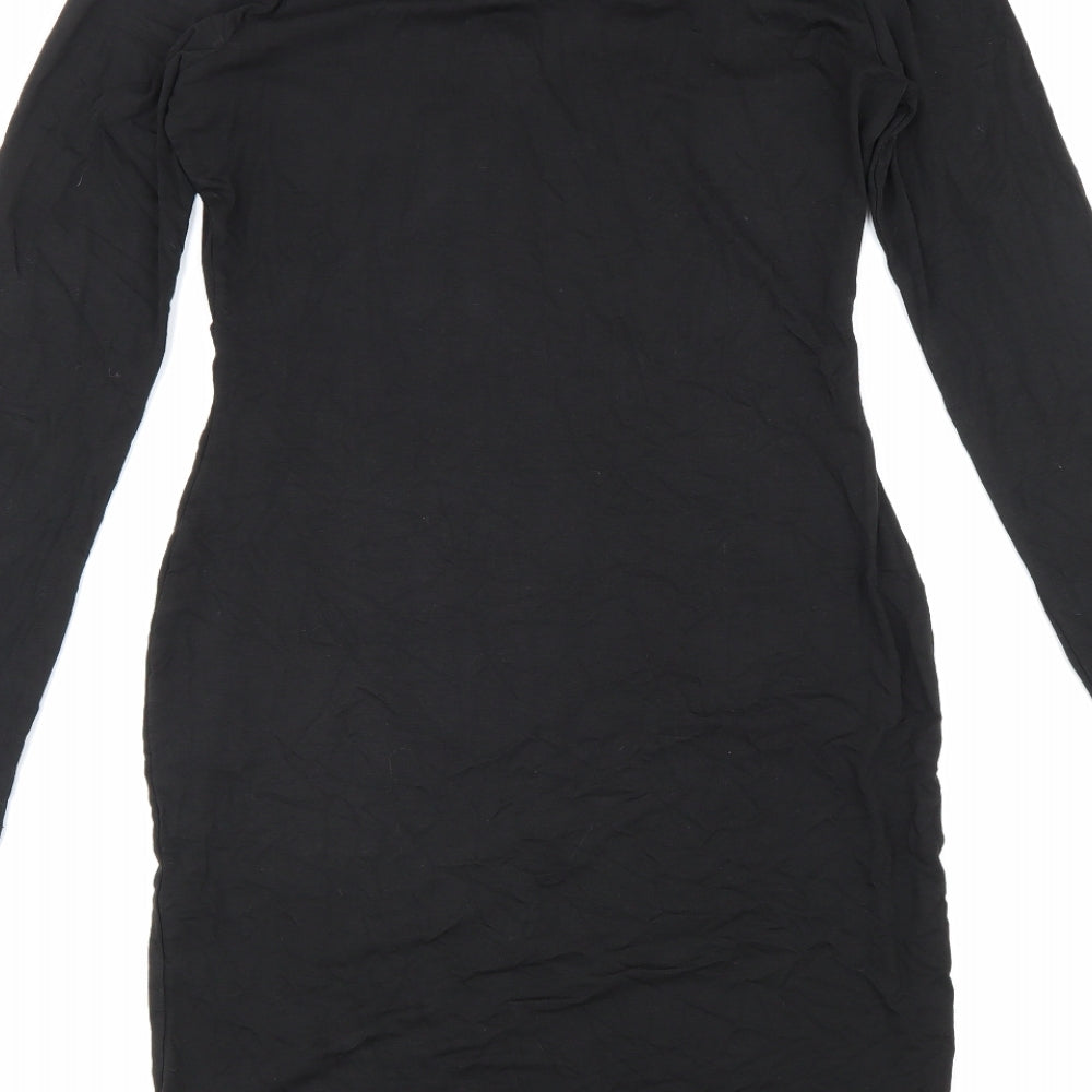 New Look Womens Black Viscose A-Line Size 10 V-Neck Pullover