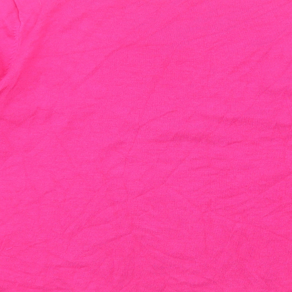 SKY DESIGNS Womens Pink Viscose Basic T-Shirt Size M V-Neck