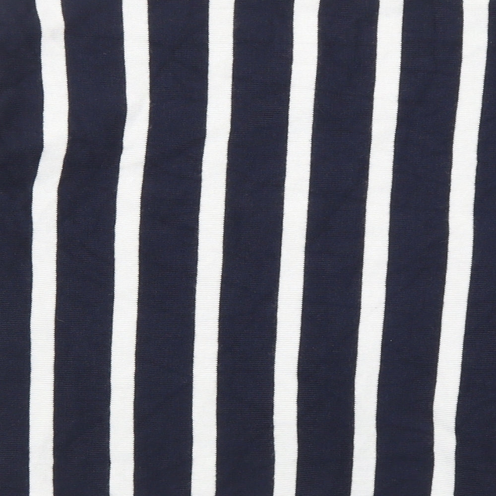 Only Womens Blue V-Neck Striped Viscose Pullover Jumper Size S