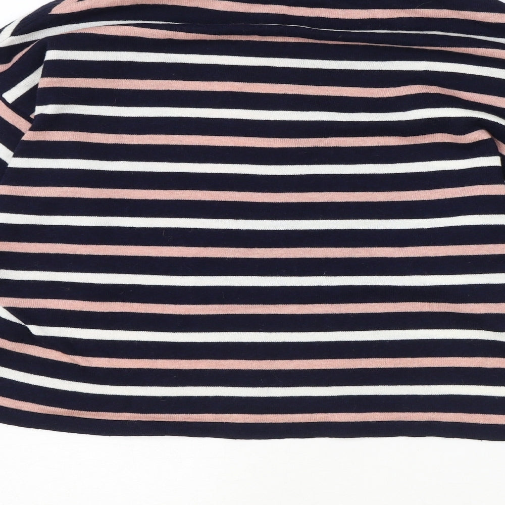 Mango Womens Blue Round Neck Striped Polyester Pullover Jumper Size S
