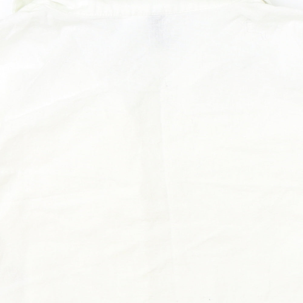 Divided Womens Ivory Cotton Cropped Button-Up Size S Collared