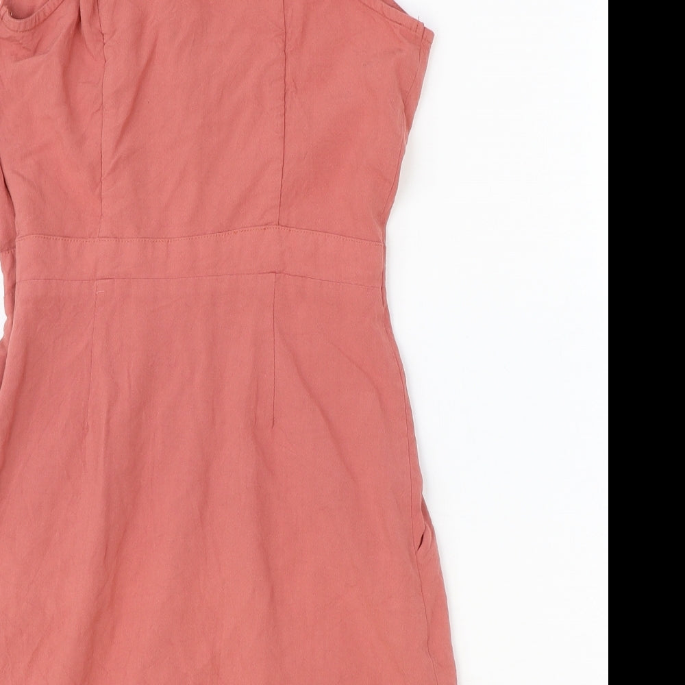 Pins and Needles Womens Pink Rayon A-Line Size S Scoop Neck Button