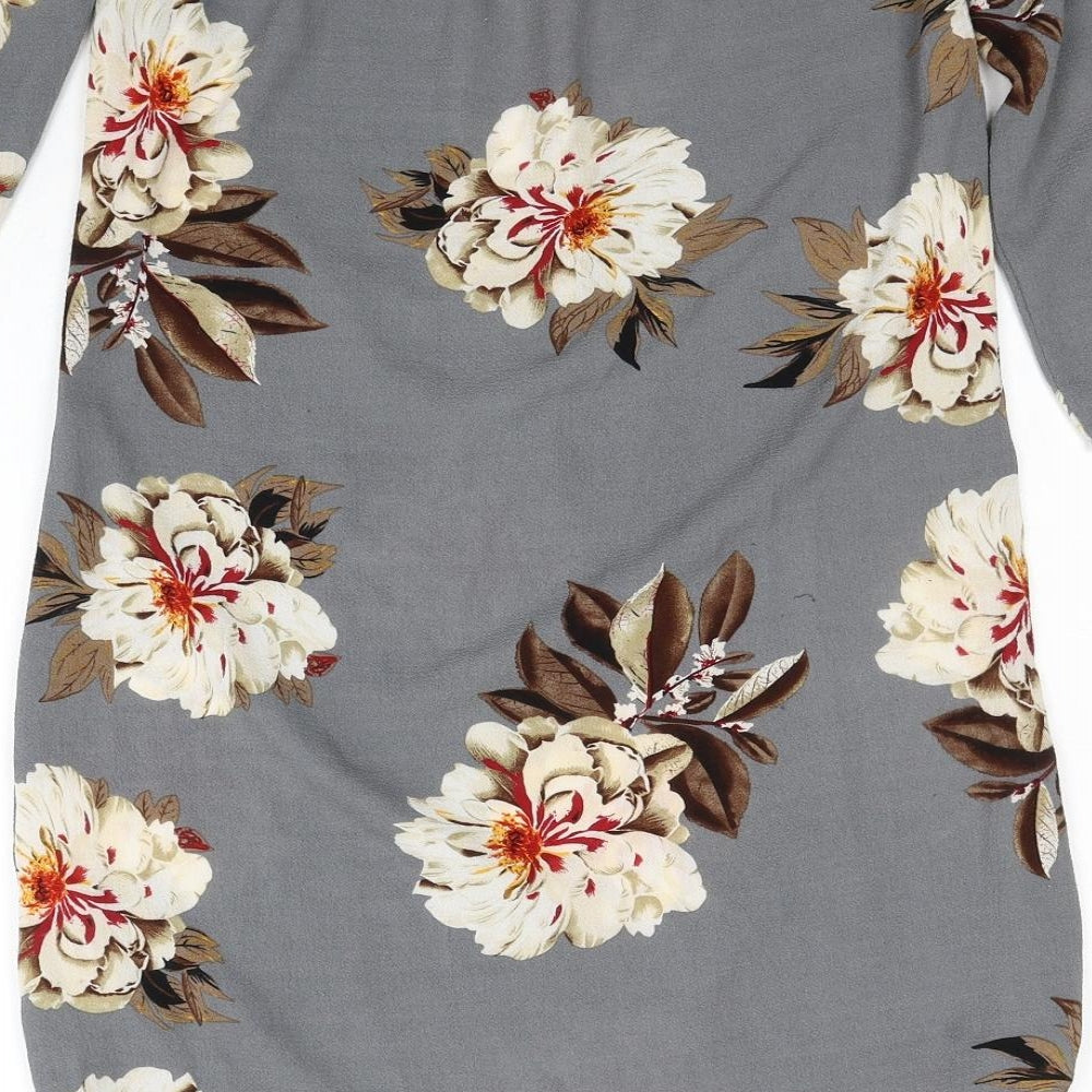 Cameo Rose Womens Grey Floral Polyester A-Line Size 8 Off the Shoulder Pullover