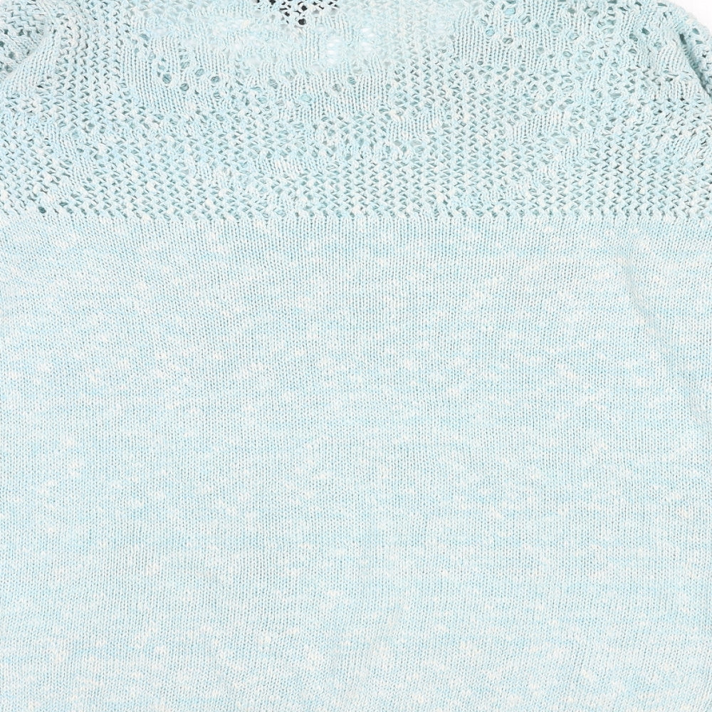Warehouse Womens Blue Round Neck Cotton Pullover Jumper Size 10