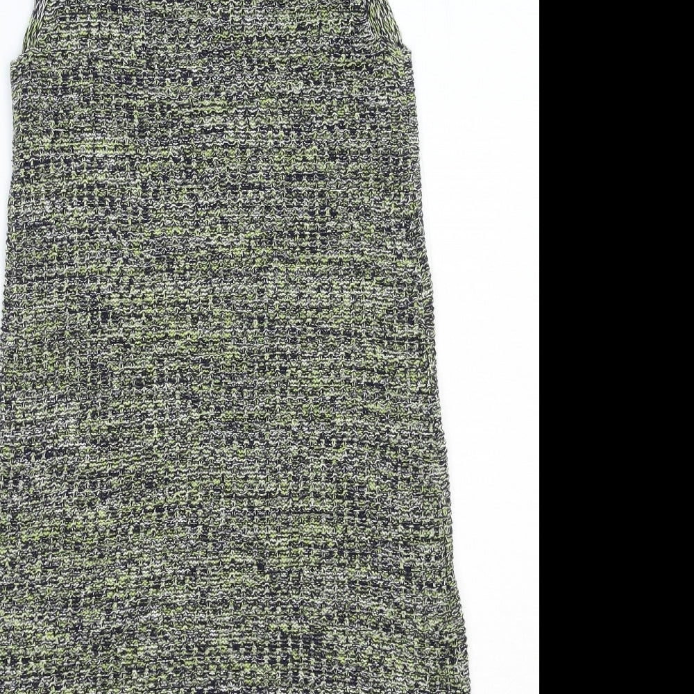 Topshop Womens Green Cotton A-Line Size 8 Mock Neck Pullover
