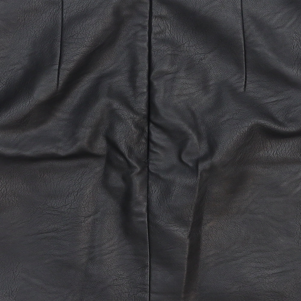 Topshop Womens Black Polyester Straight & Pencil Skirt Size 10 Zip