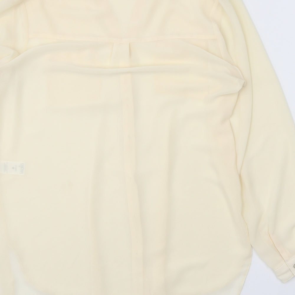 Wallis Womens Beige Polyester Basic Button-Up Size M V-Neck