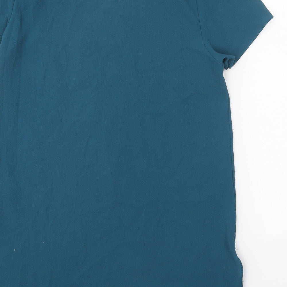 New Look Womens Blue Polyester Basic Blouse Size 6 Round Neck