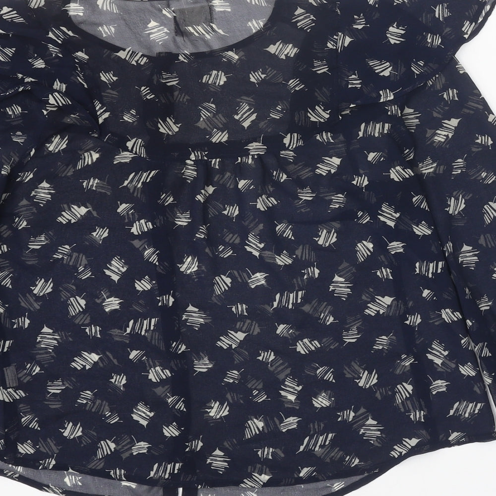 Pins & Needles Womens Black Geometric Polyester Basic Blouse Size XS Round Neck