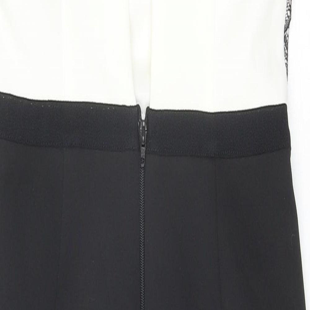 ASOS Womens Black Colourblock Polyester A-Line Size 8 Round Neck Zip