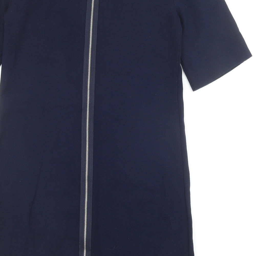 Gap Womens Blue Polyester Shift Size 4 Round Neck Zip