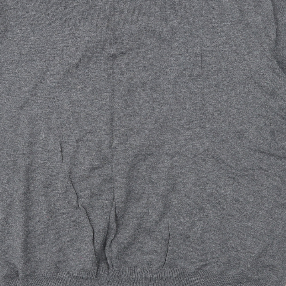 H&M Womens Grey V-Neck Cotton Pullover Jumper Size L