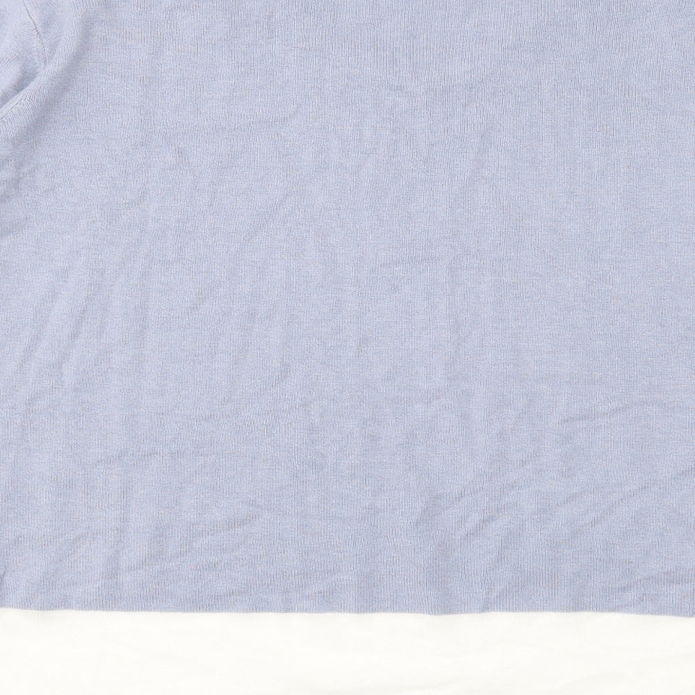 Pure Womens Blue V-Neck Cotton Pullover Jumper Size 18