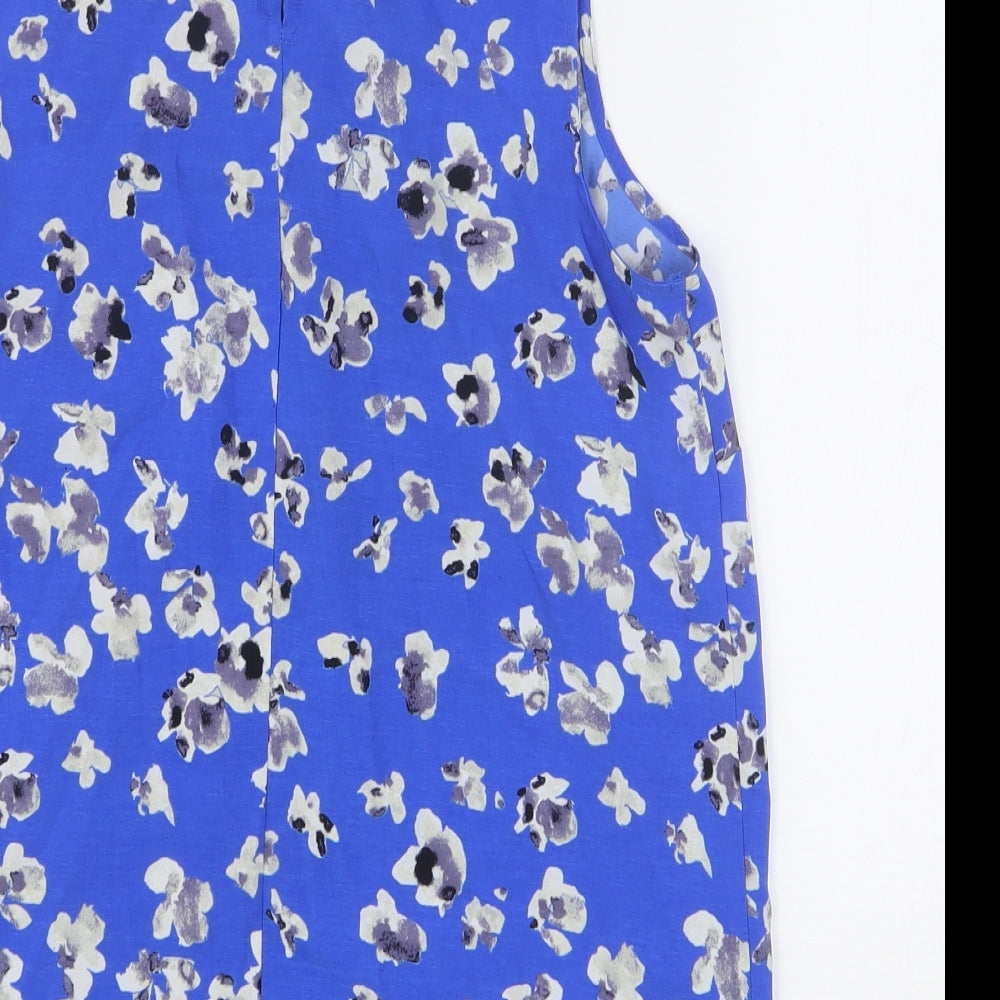 Papaya Womens Blue Geometric Polyester Basic Blouse Size 8 Roll Neck