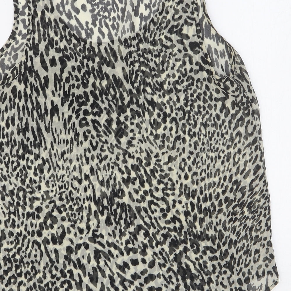 Topshop Womens Multicoloured Animal Print Polyester Basic Tank Size 4 Scoop Neck - Leopard Print
