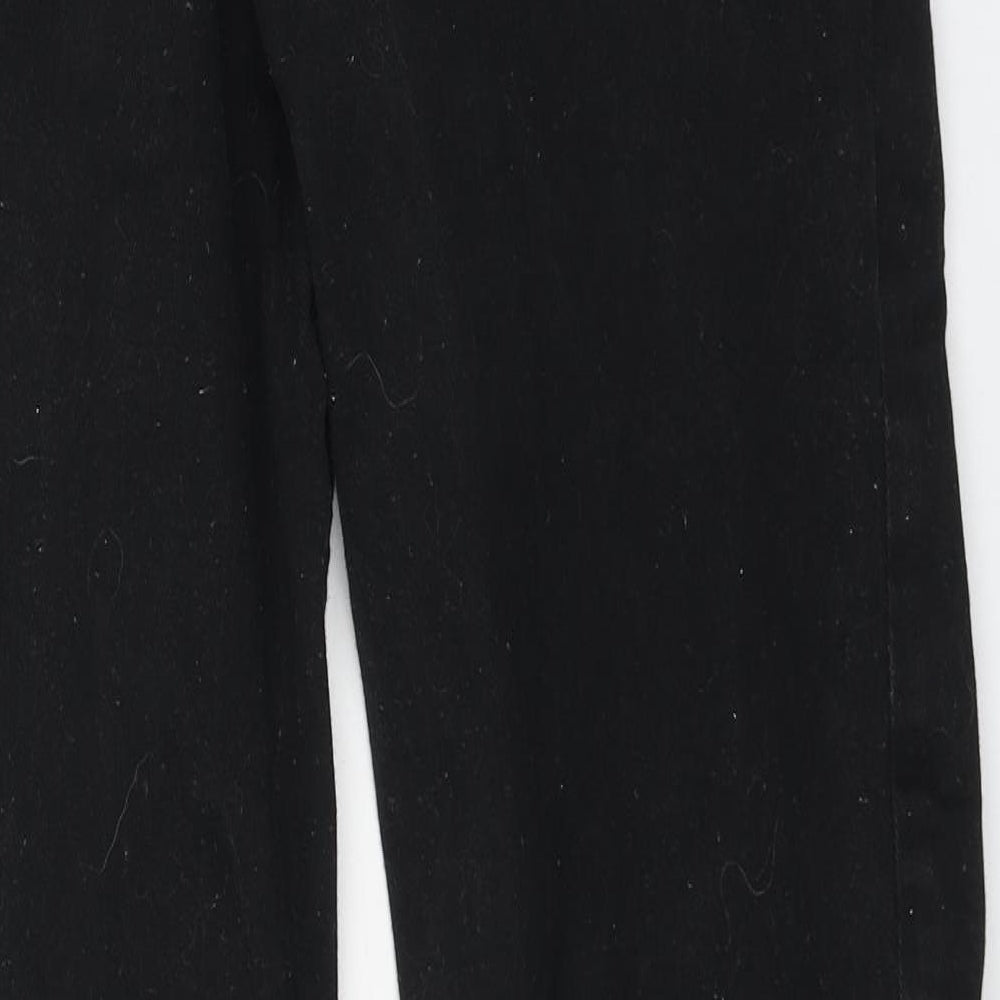 Preworn Womens Black Cotton Straight Jeans Size 32 in L31 in Regular Button