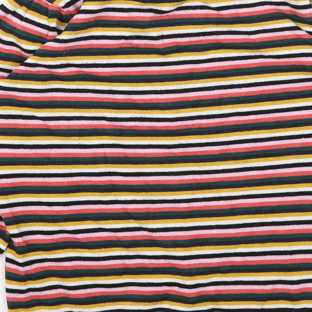 Papaya Womens Multicoloured Mock Neck Striped Acrylic Pullover Jumper Size 8