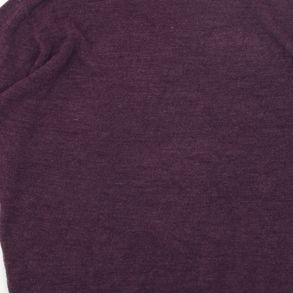 Easy Womens Purple V-Neck Acrylic Pullover Jumper Size L