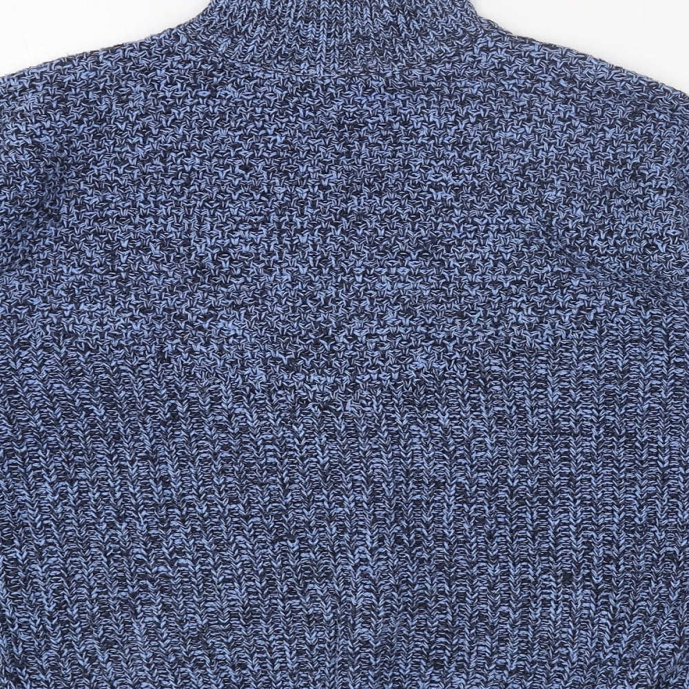 NEXT Womens Blue High Neck Cotton Pullover Jumper Size S