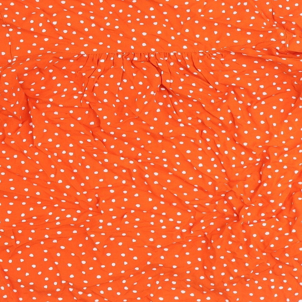 Marks & Spencer Womens Orange Geometric Viscose Basic Blouse Size 8 V-Neck