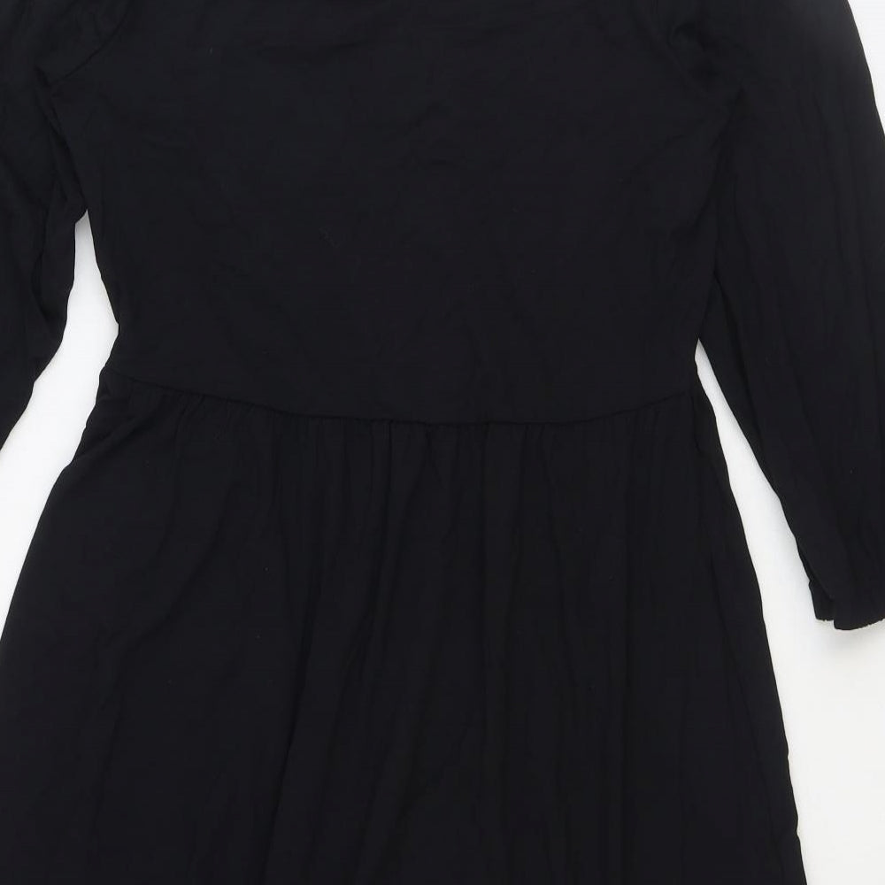 Marks & Spencer Womens Black Viscose Trapeze & Swing Size 10 V-Neck Pullover