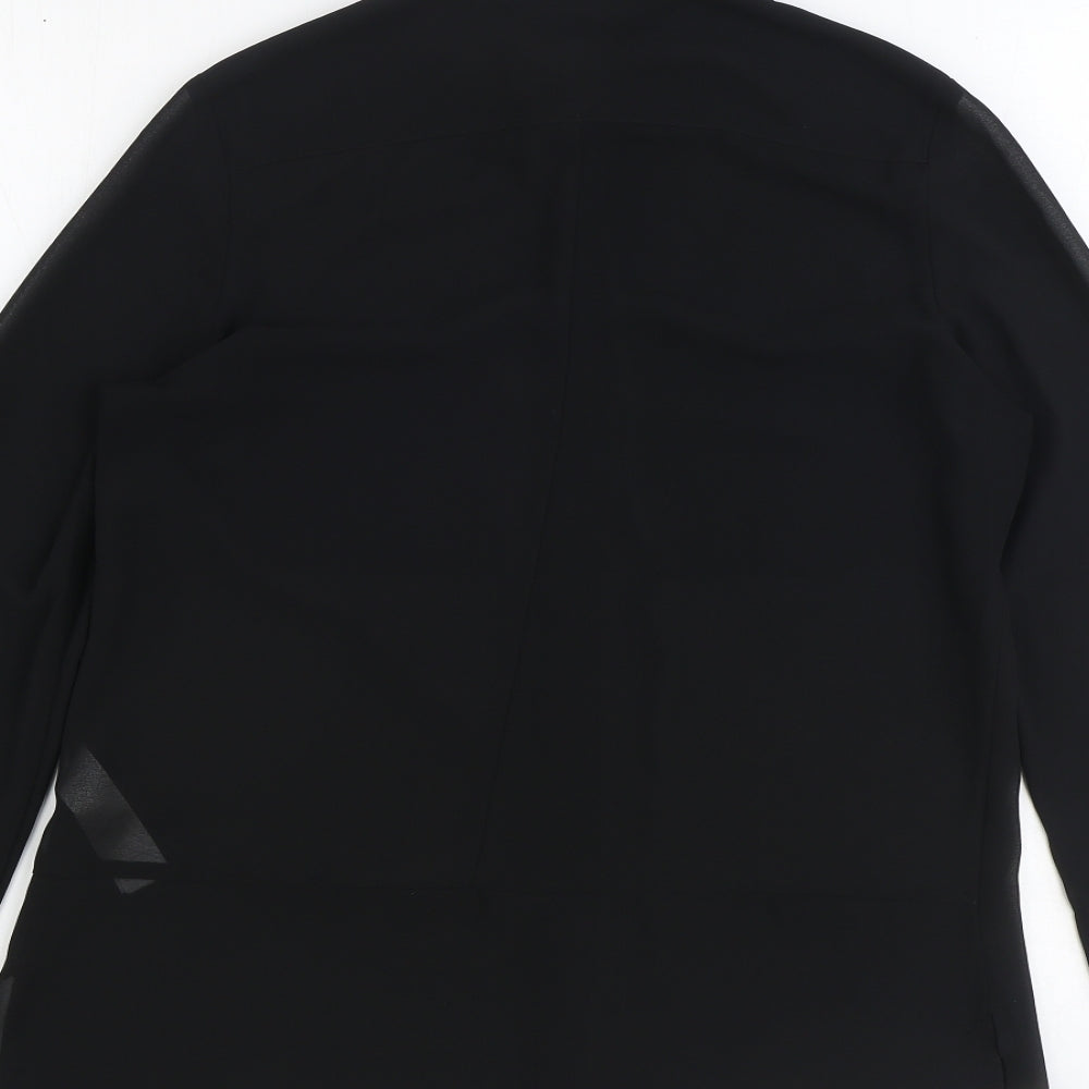 New Look Womens Black Polyester Basic Button-Up Size 10 Collared