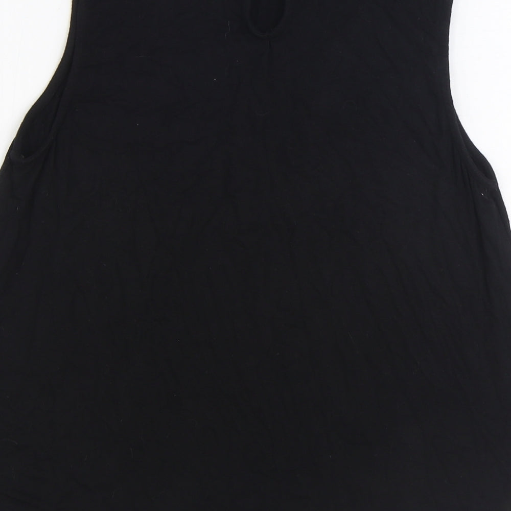 New Look Womens Black Viscose Basic Tank Size 10 Collared