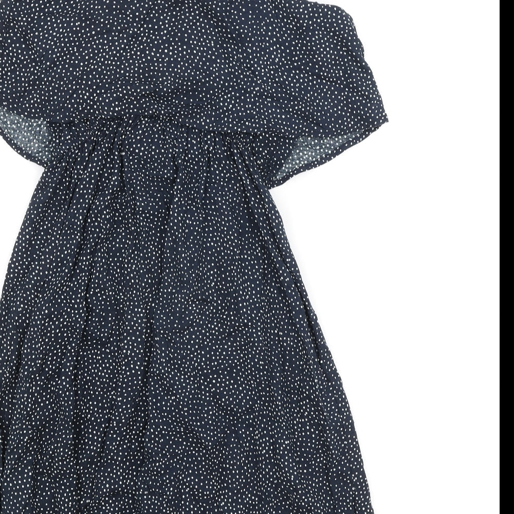 H&M Womens Black Geometric Viscose Tank Dress Size 6 V-Neck Pullover