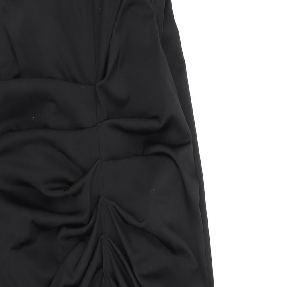 Miss Selfridge Womens Black Polyester A-Line Size 4 Square Neck Pullover