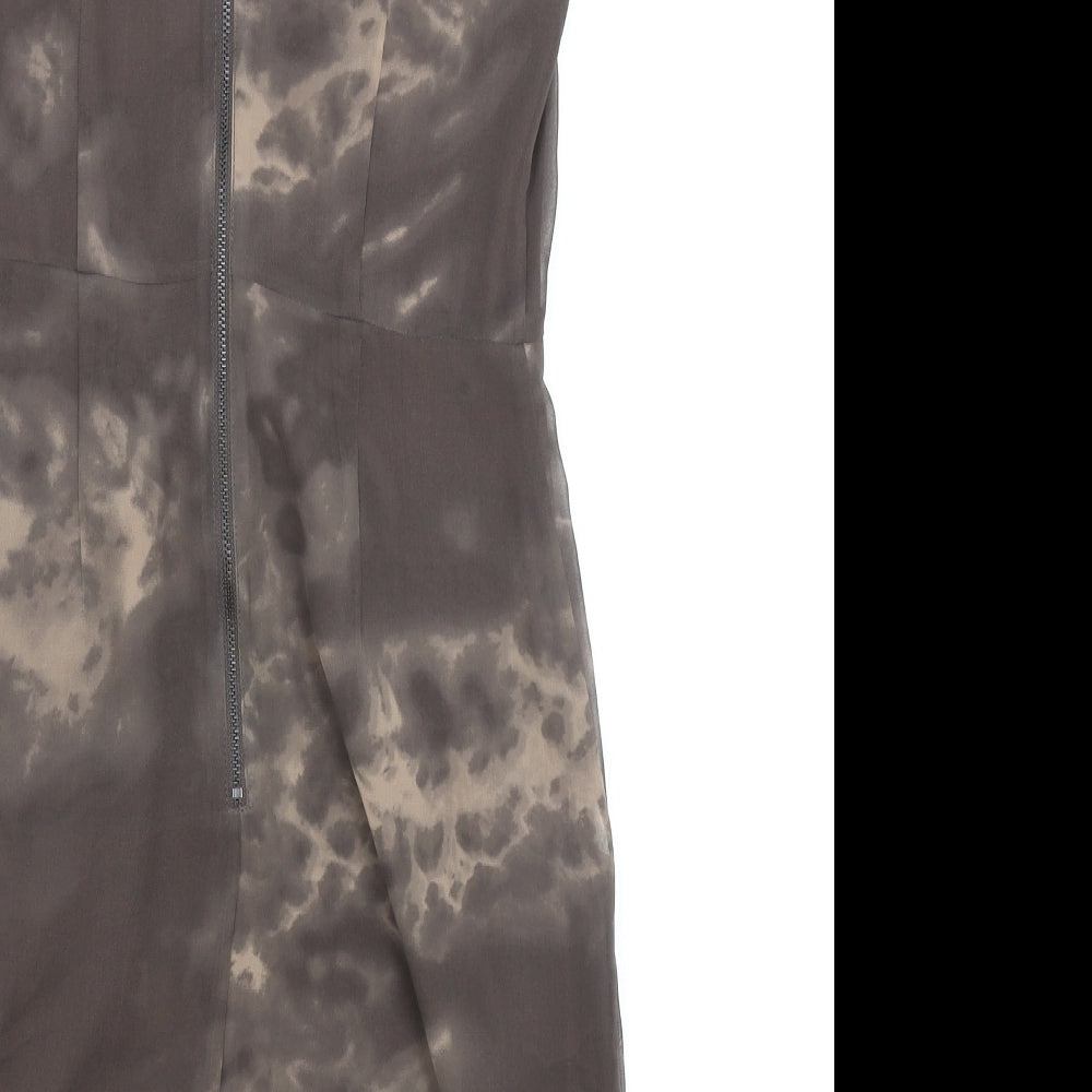 Marks & Spencer Womens Brown Polyester A-Line Size 8 Scoop Neck Zip