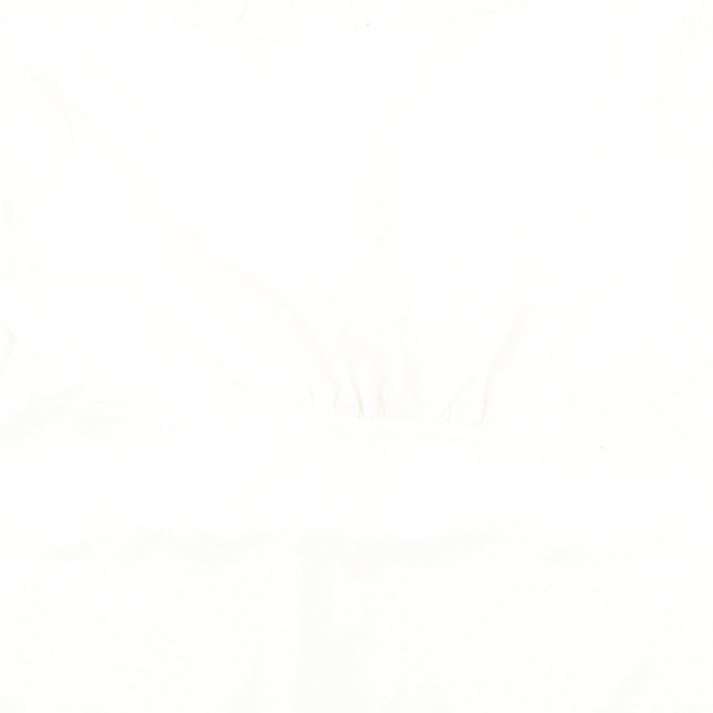 Moda Womens Ivory Polyester Basic Button-Up Size 16 V-Neck