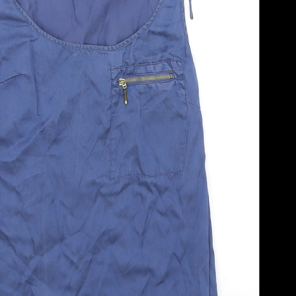 Zara Womens Blue Polyester Basic Tank Size M Scoop Neck