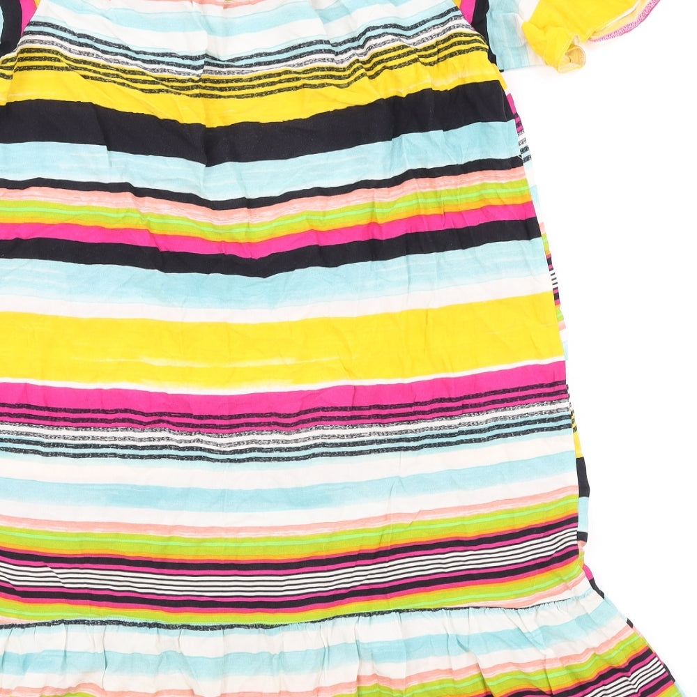 Matalan Womens Multicoloured Striped Viscose A-Line Size 10 Square Neck Pullover