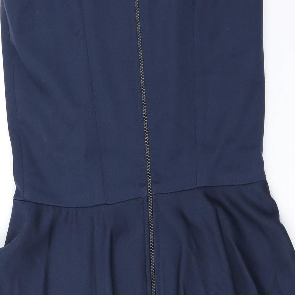 Closet Womens Blue Polyester Bodycon Size 10 Round Neck Zip