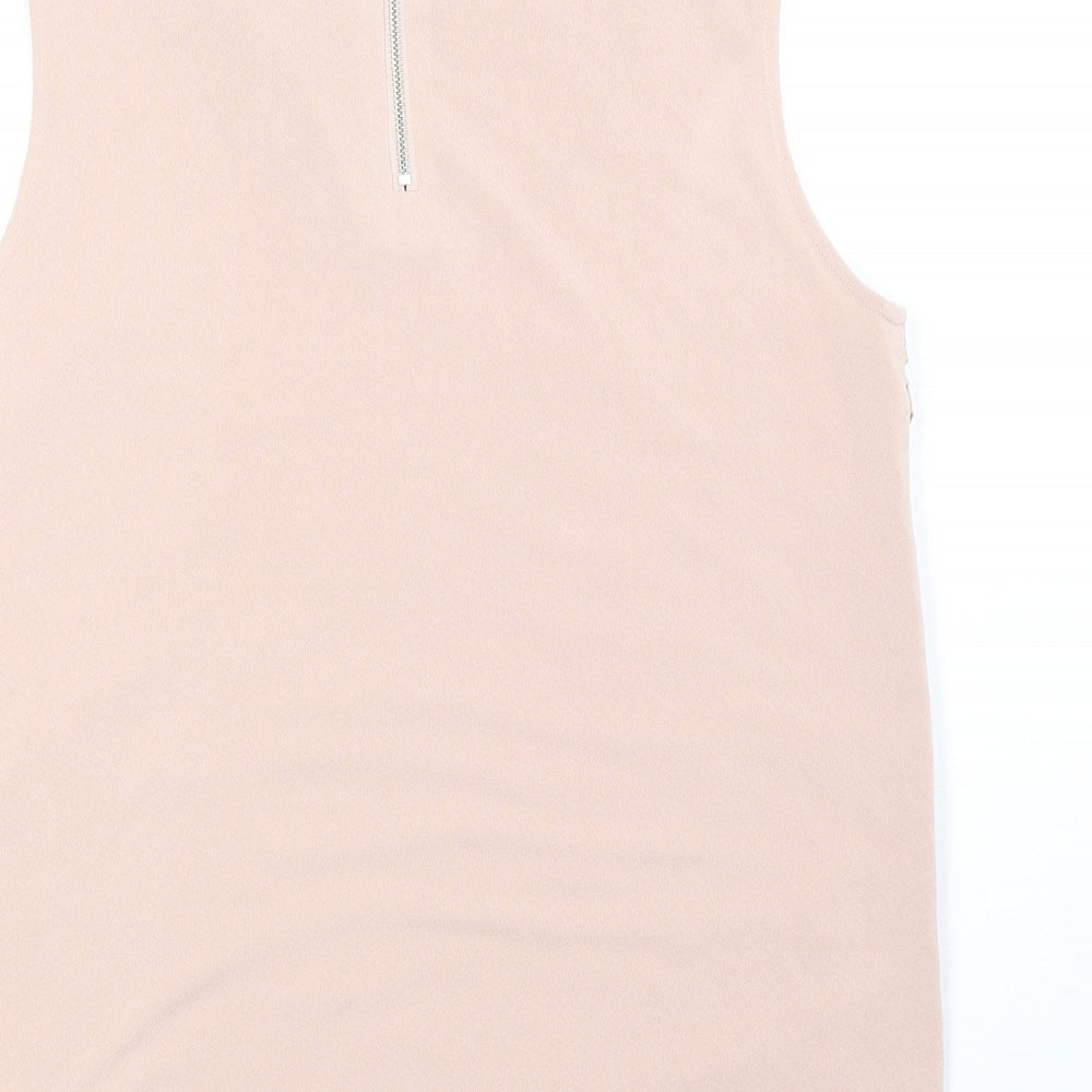 Warehouse Womens Beige Polyester Basic Tank Size 10 Round Neck