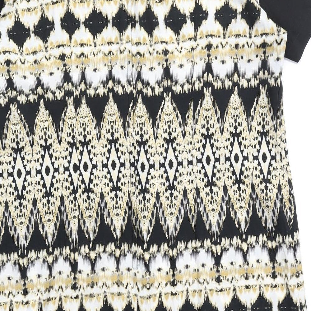 Wallis Womens Multicoloured Geometric Polyester Shift Size 14 Scoop Neck Zip