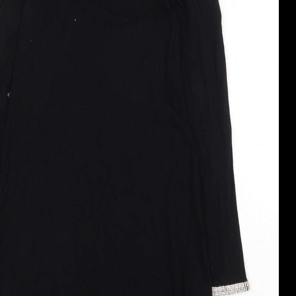 Warehouse Womens Black Viscose Trapeze & Swing Size 6 Round Neck Hook & Eye - Cold Shoulder