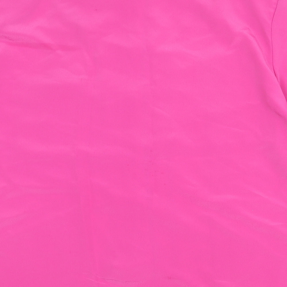 Littlewoods Womens Pink Polyester Basic Button-Up Size 14 Round Neck