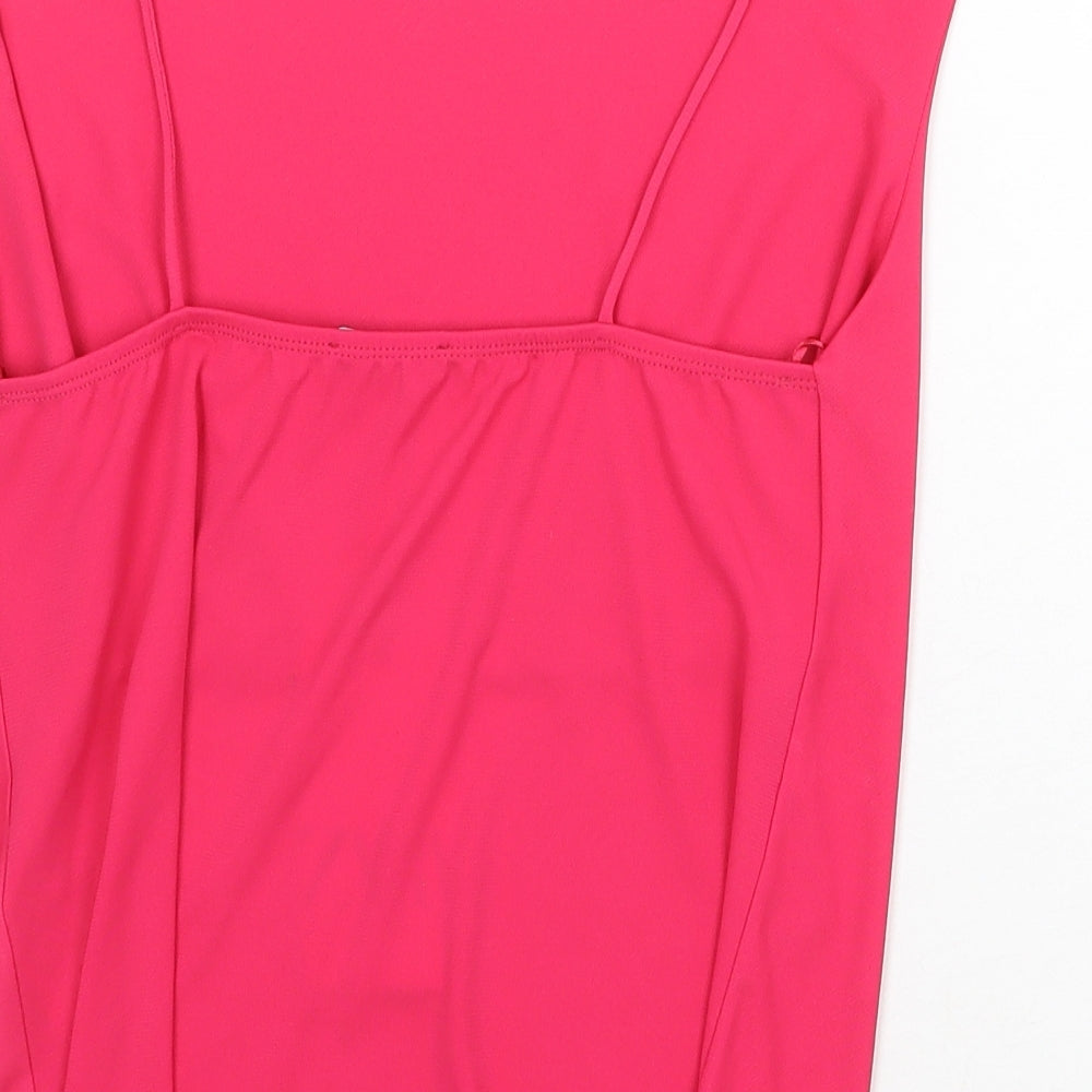 Zara Womens Pink Polyester Basic Tank Size S Cowl Neck