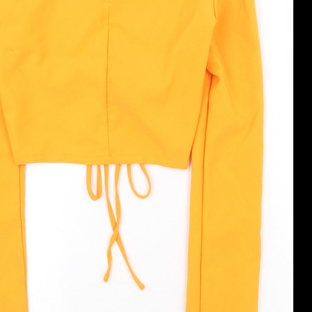 H&M Womens Orange Polyester Cropped T-Shirt Size 8 Round Neck